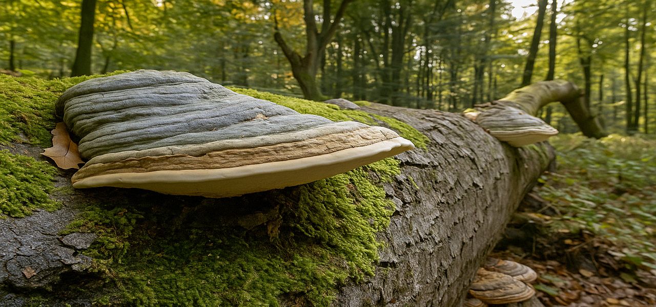 Zunderschwamm an liegendem Baum